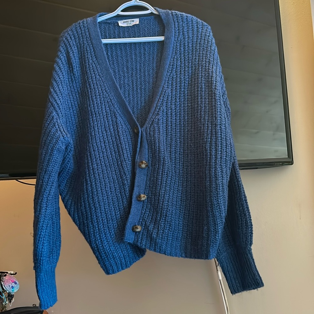 Gorgeous teal cardigan with 4 turtle buttons